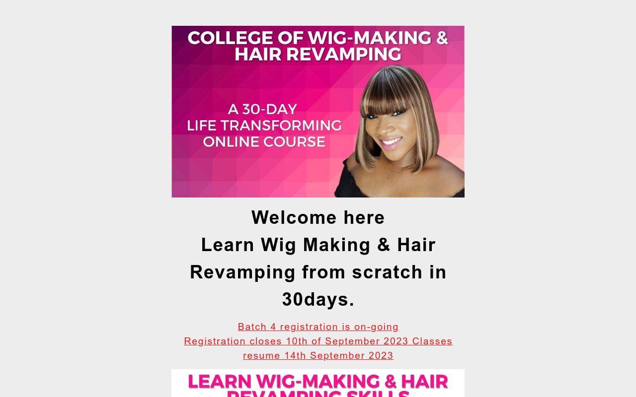 Learn wig making and hair Revamping